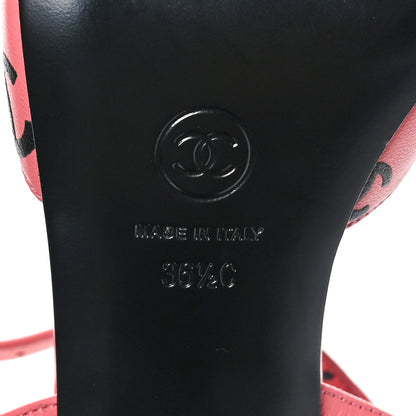 Chanel Printed Lambskin CC Sandals 36.5 Pink Black 8 of 8