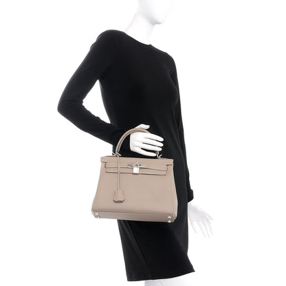 Hermes Taurillon Clemence Kelly Retourne 28 Gris Tourterelle 3 of 27