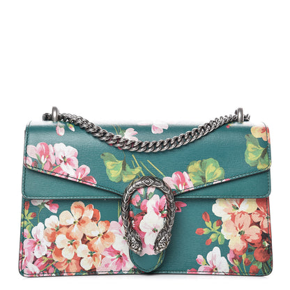 Gucci Calfskin Blooms Print Small Dionysus Shoulder Bag Bright Emerald Multicolor 1 of 9