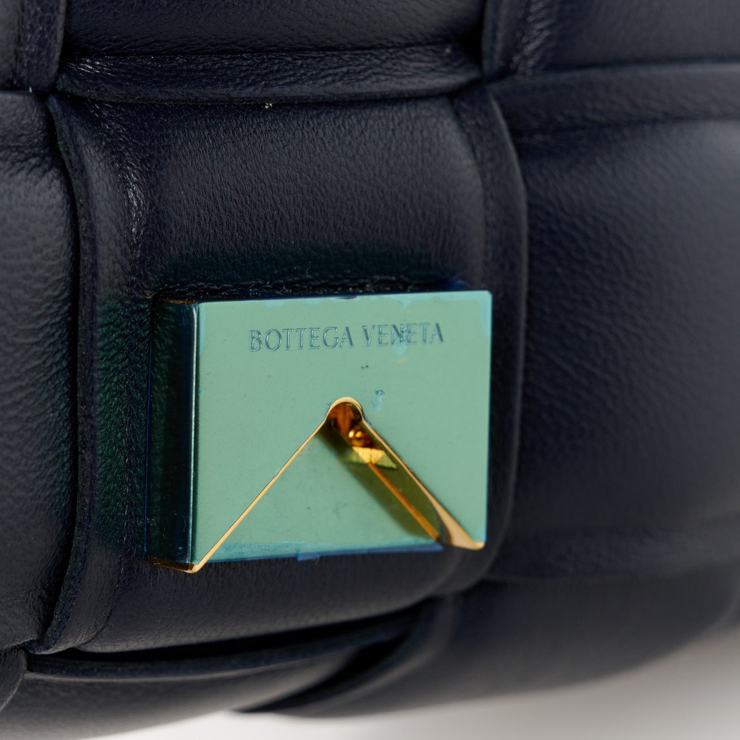 Nappa Maxi Intreccio Small Padded Cassette Crossbody Bag Deep Blue