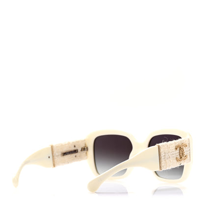 Chanel Acetate Tweed Square Sunglasses 5512 White 4 of 7