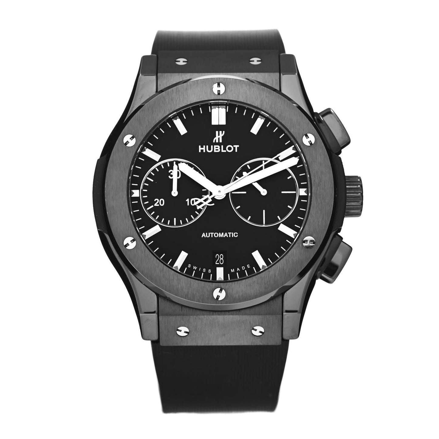 Ceramic Rubber 45mm Classic Fusion Chronograph Automatic Watch Black 521.CM.1171.RX