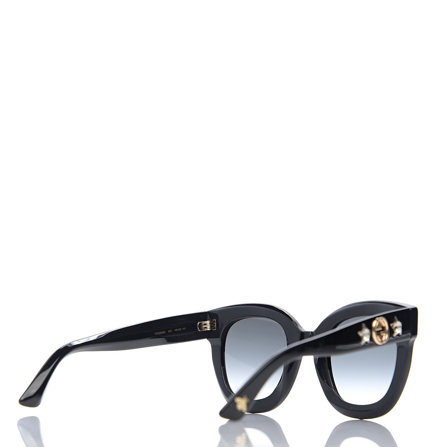 Gucci Round Frame Star Sunglasses GG0208S Black 4 of 8