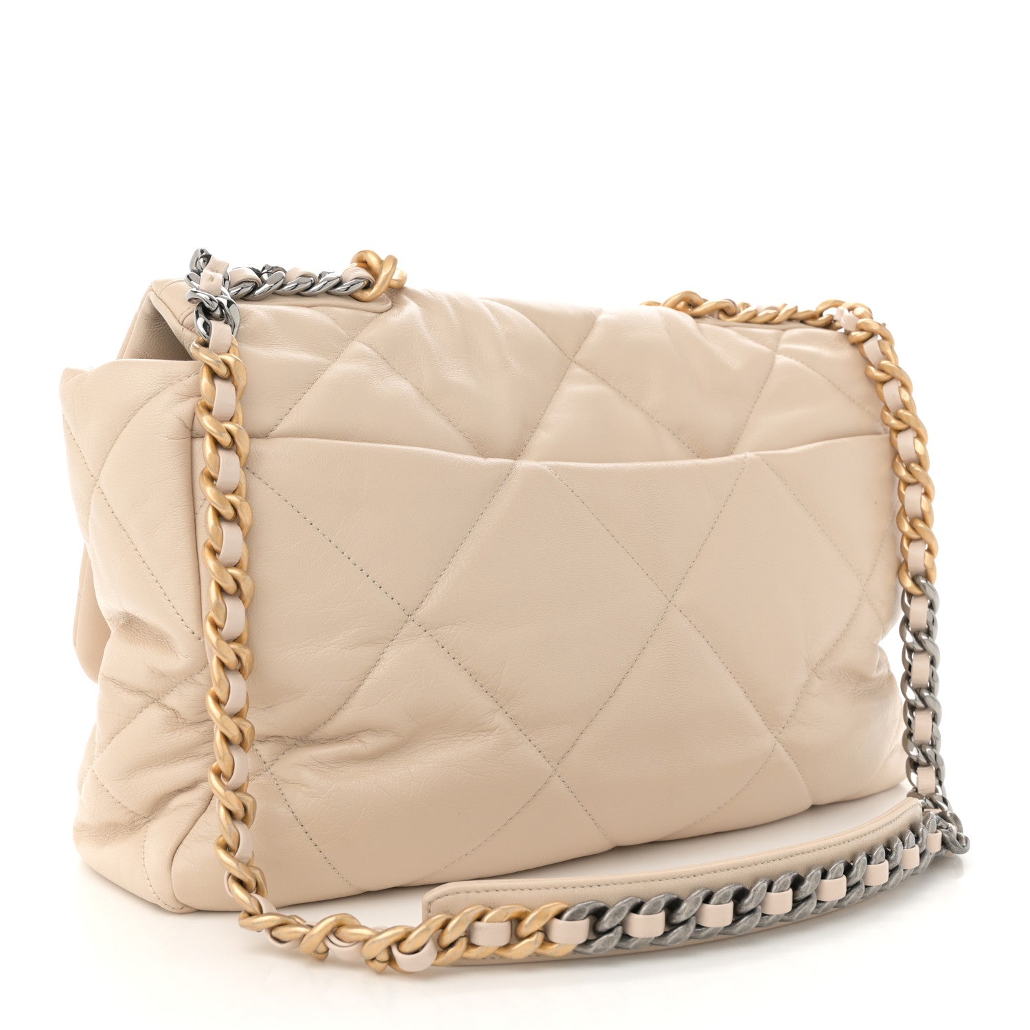 Chanel Goatskin Quilted Maxi Chanel 19 Flap Beige 3 of 14