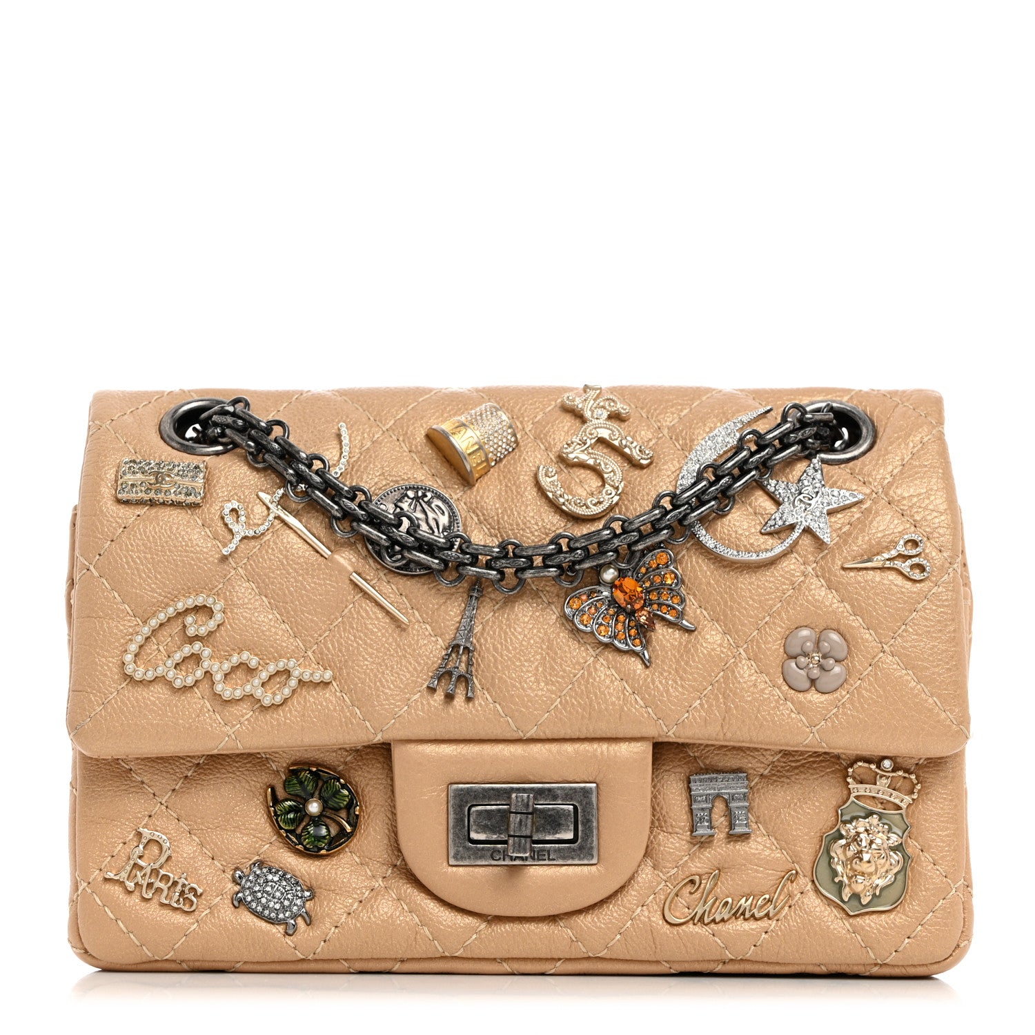 Chanel Metallic Calfskin Quilted Lucky Charms 2.55 Reissue 224 Flap Gold 1 of 10