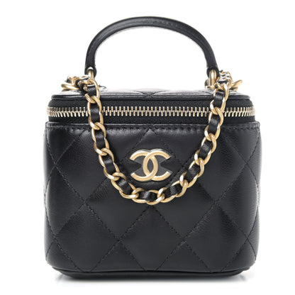 Chanel Lambskin Quilted Top Handle Mini Vanity Case With Chain Black 1 of 4