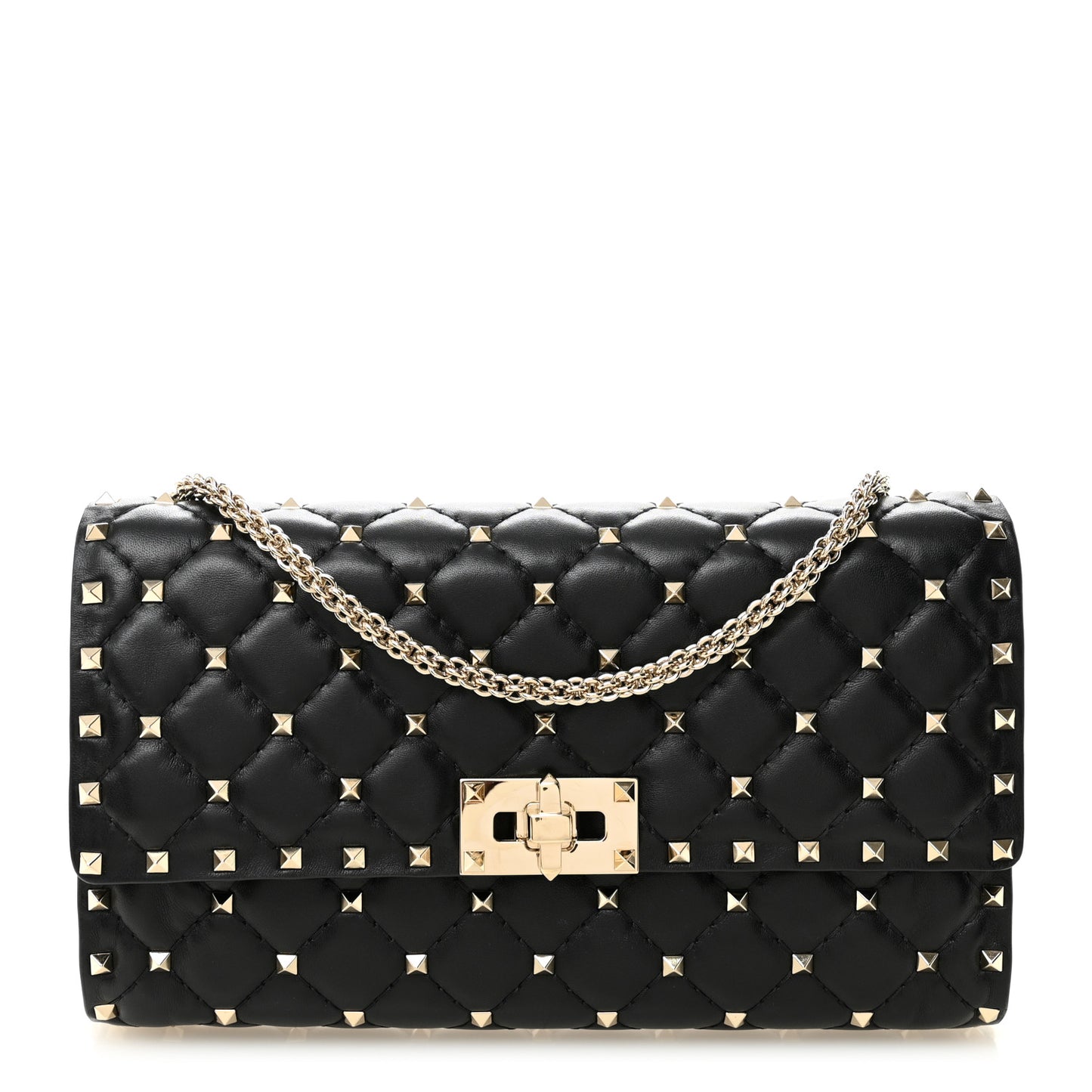 Nappa Rockstud Spike Wallet on Chain Black