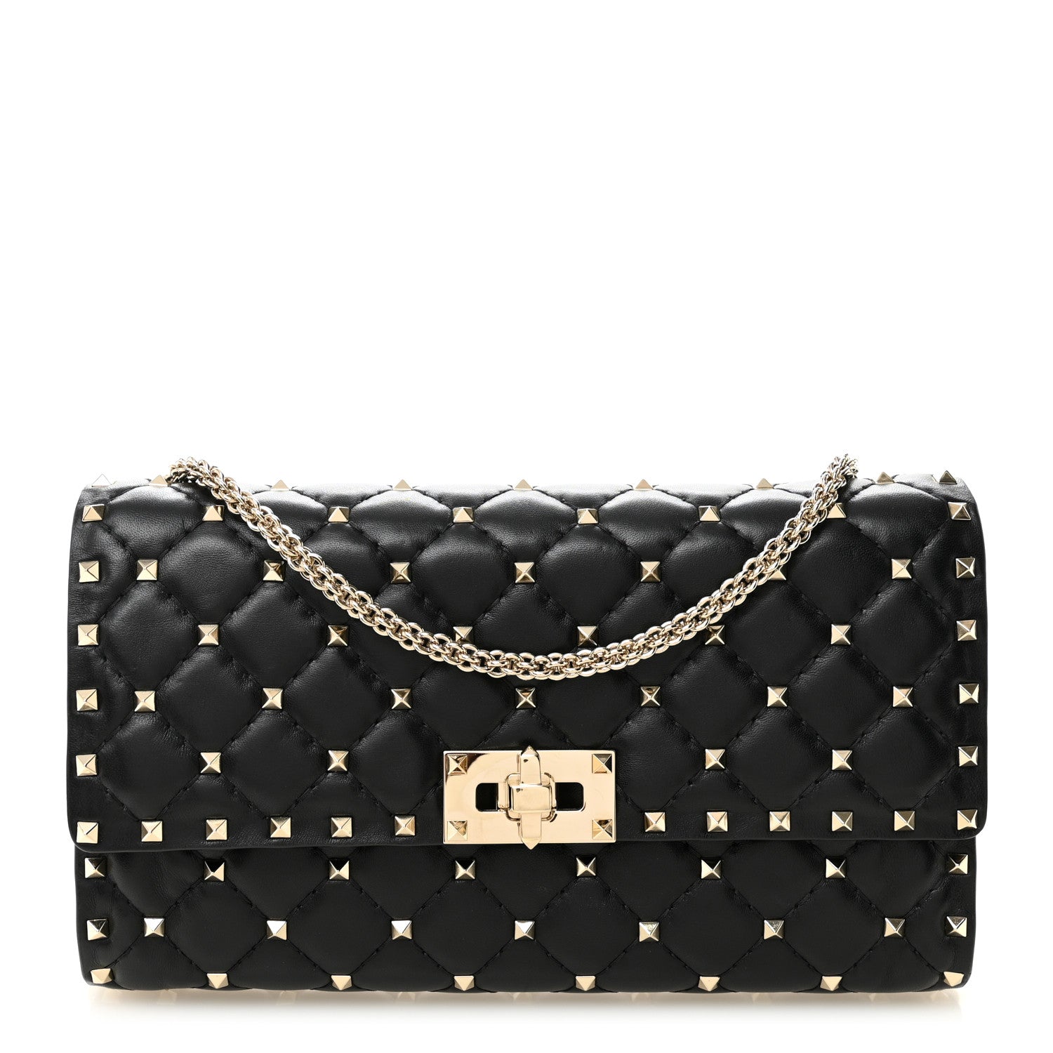 Valentino Garavani Nappa Rockstud Spike Wallet on Chain Black 1 of 10