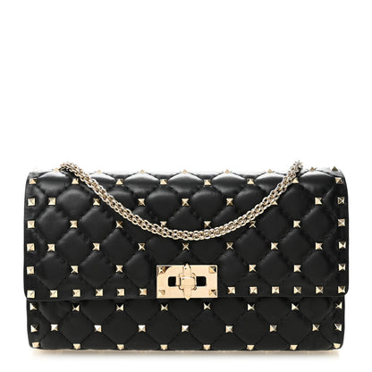 Valentino Garavani Nappa Rockstud Spike Wallet on Chain Black 1 of 10