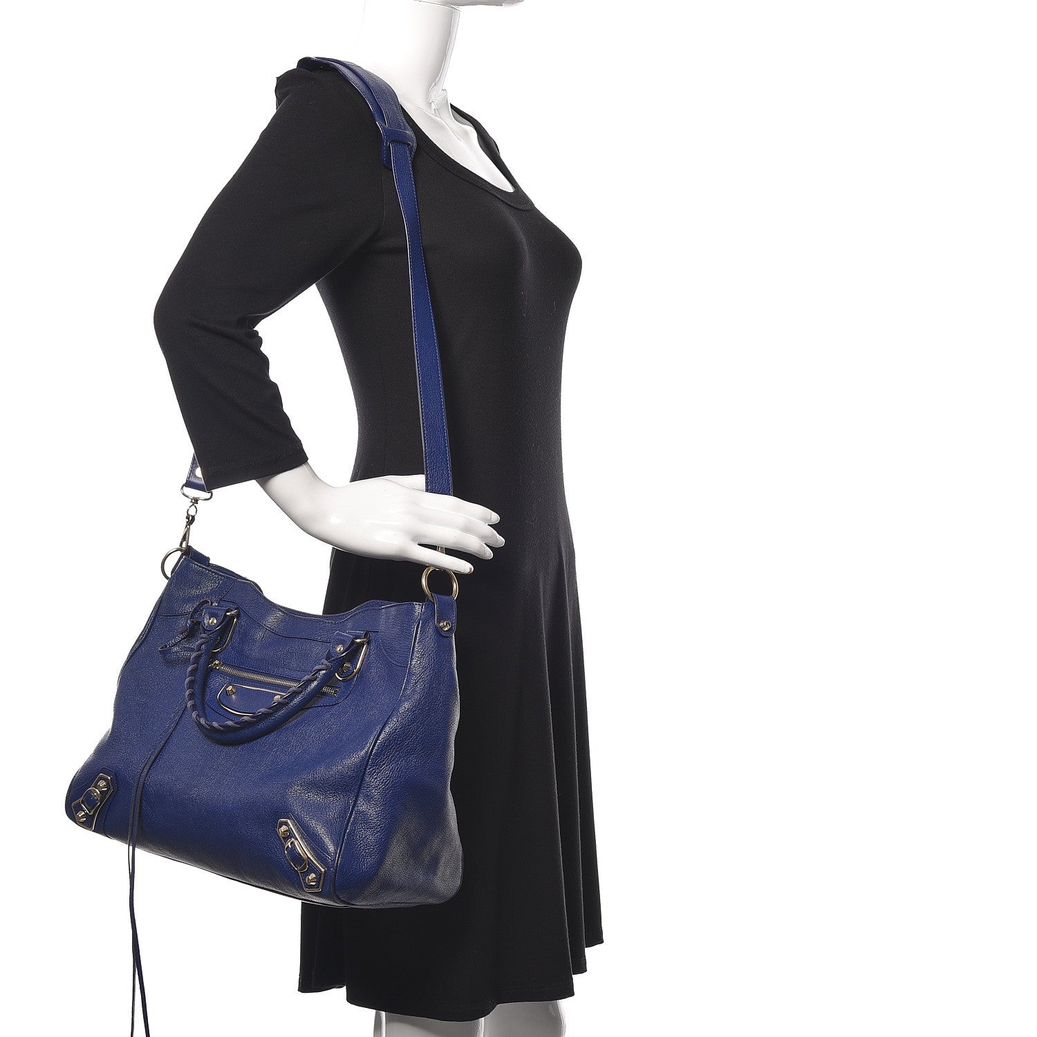 Balenciaga Chevre Gold Metallic Edge Hardware Velo Bleu Roi 2 of 10