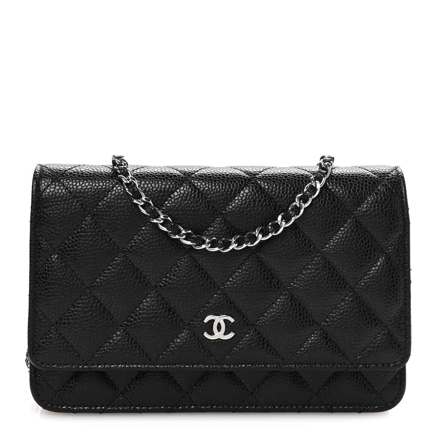 Lambskin Quilted Wallet On Chain WOC Black