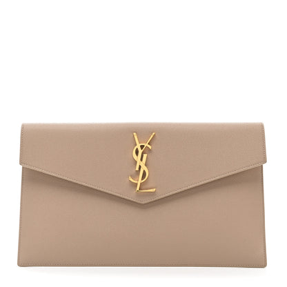 Saint Laurent Grain De Poudre Uptown Pouch Dark Beige 1 of 8