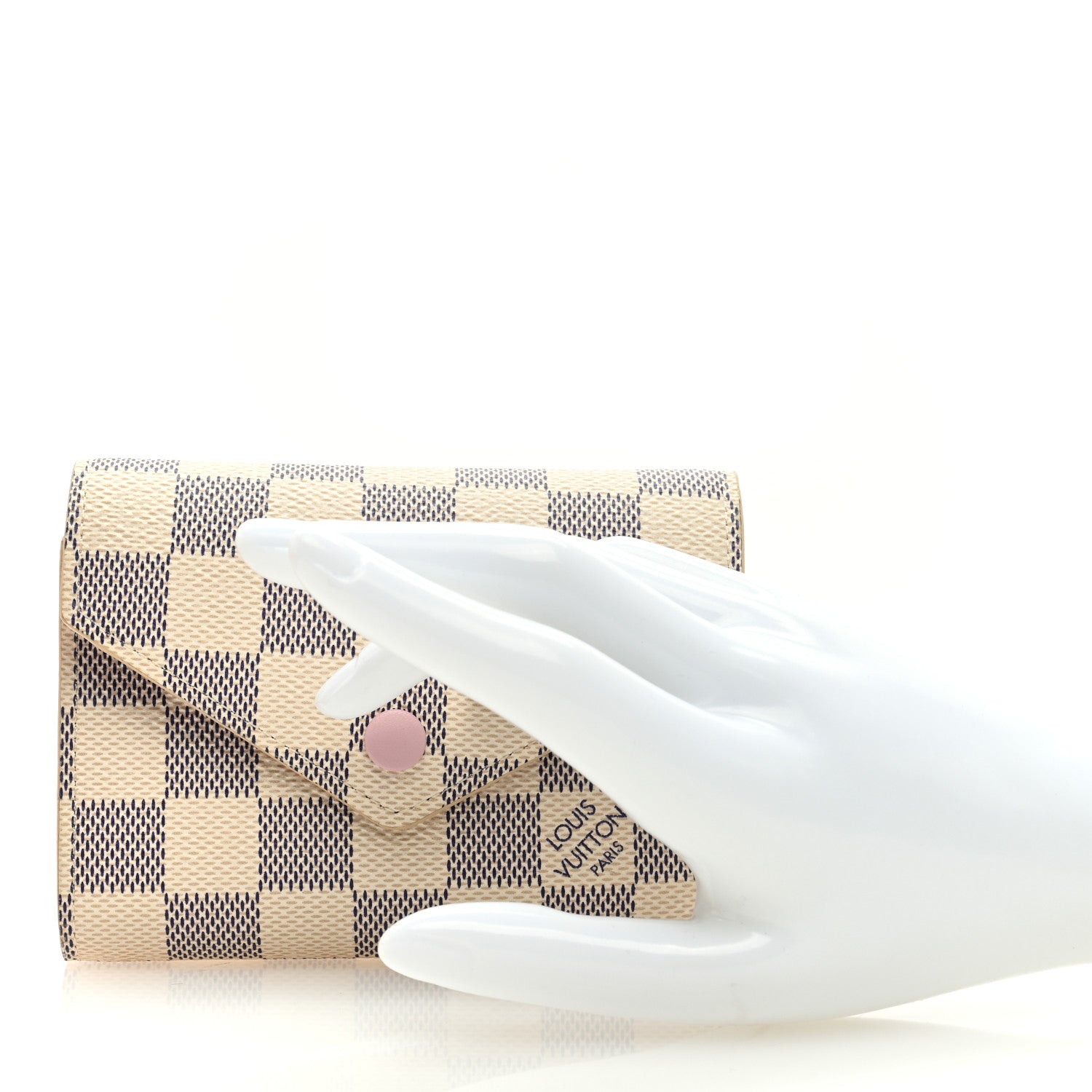 Louis Vuitton Damier Azur Victorine Wallet Rose Ballerine 2 of 7