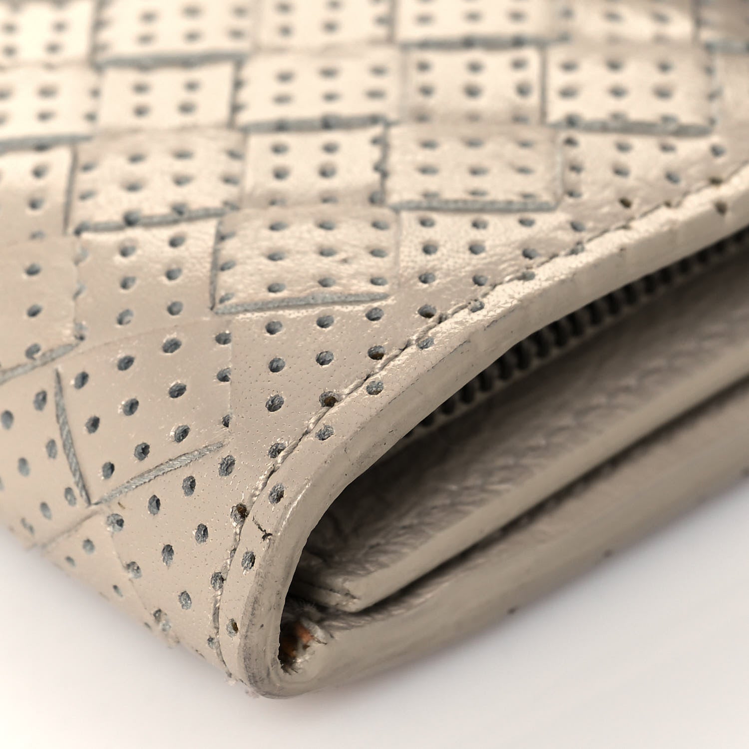 Bottega Veneta Nappa Intrecciato Perforated Studded Flower Continental Flap Wallet Light Beige 10 of 15