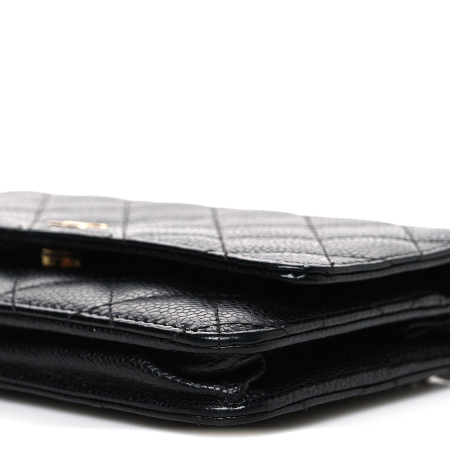 Caviar Quilted Wallet on Chain WOC Black