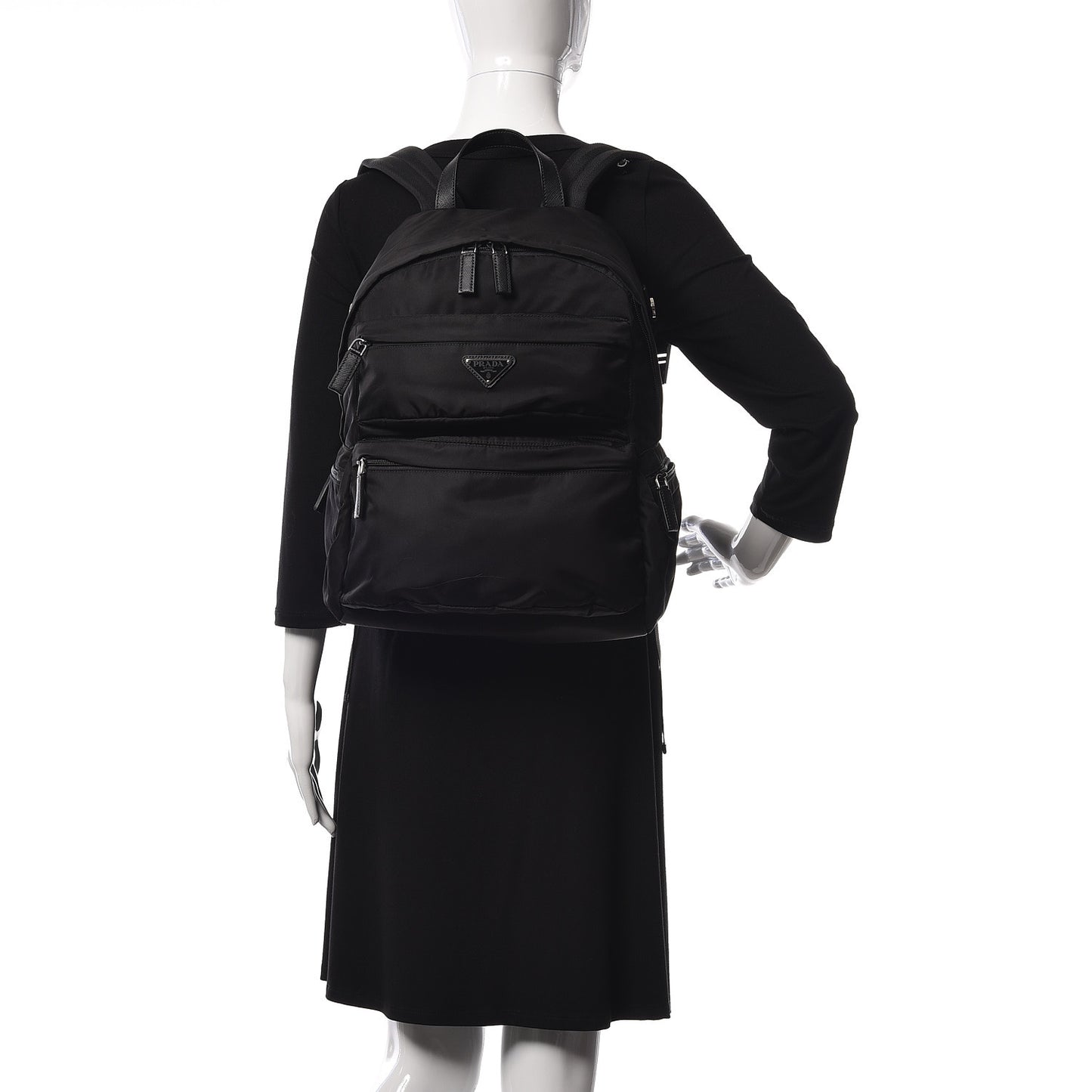 Nylon Montagna Saffiano Day Backpack Black