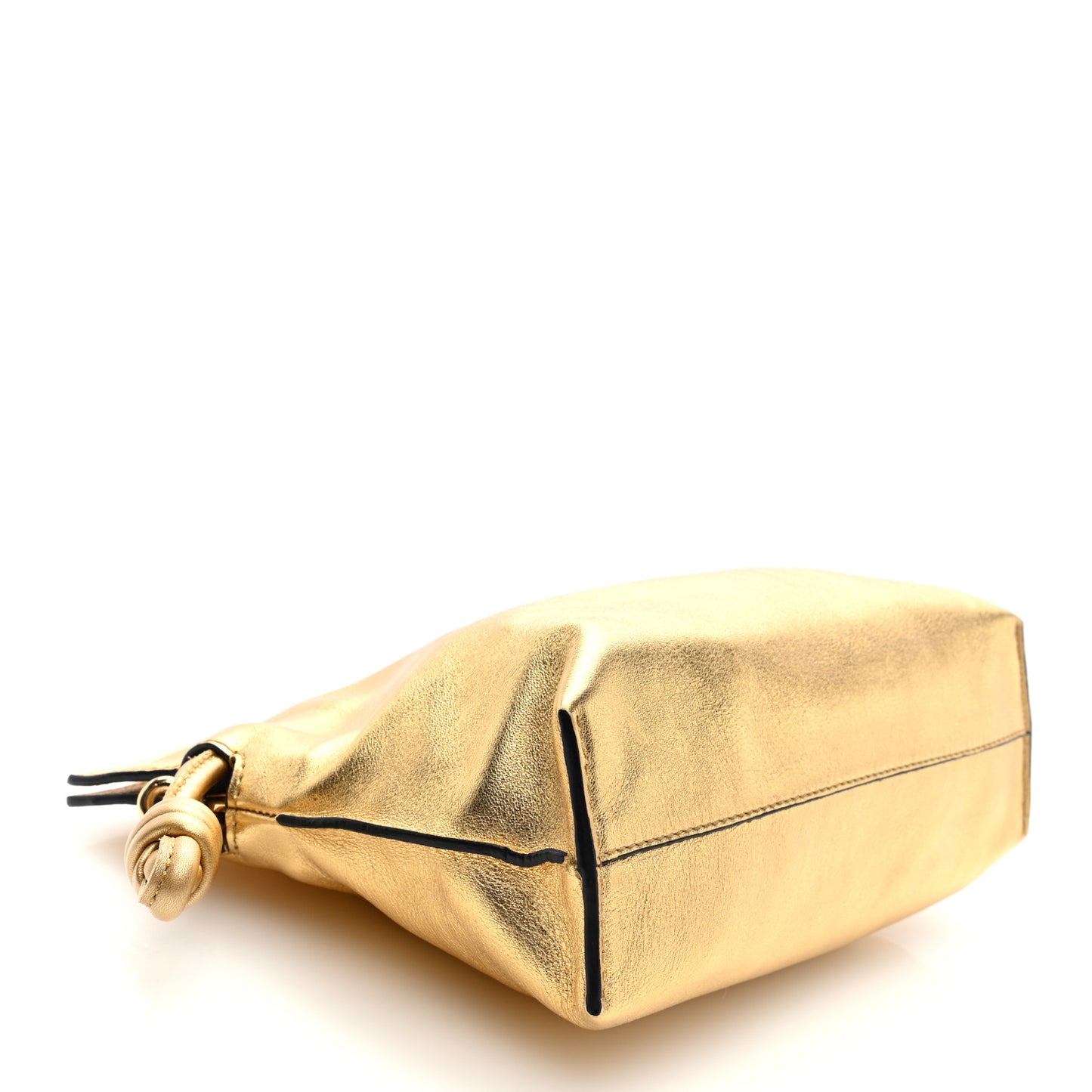 Metallic Calfskin Mini Chain Flamenco Knot Clutch Gold