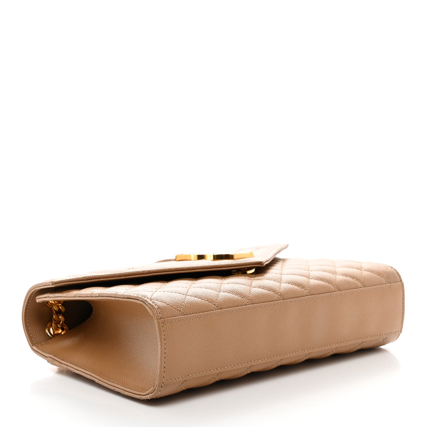 Saint Laurent Grain De Poudre Textured Mixed Matelasse Medium Triquilt Monogram Satchel Dark Cork 4 of 11
