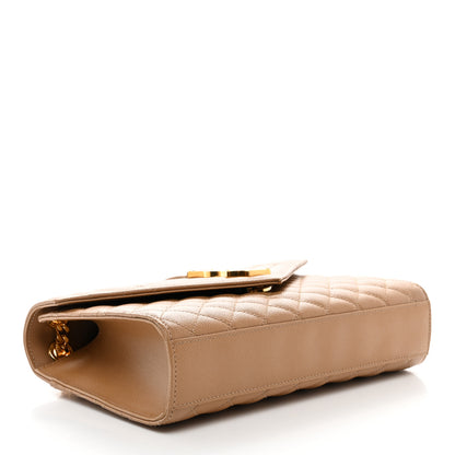 Saint Laurent Grain De Poudre Textured Mixed Matelasse Medium Triquilt Monogram Satchel Dark Cork 4 of 11