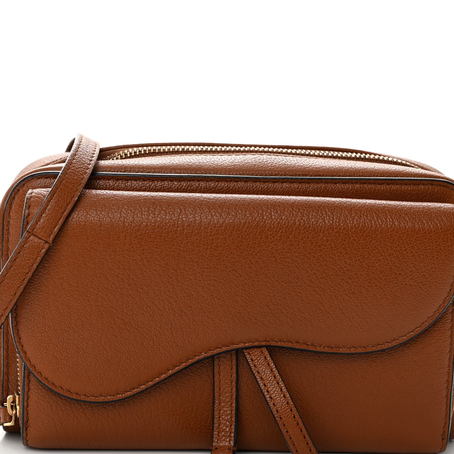 Christian Dior Goatskin Double Saddle Pouch Tan 8 of 13