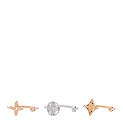 Louis Vuitton 18K Yellow Pink White Gold Diamond Idylle Blossom Ring 3 Set 50 5.25 1 of 5