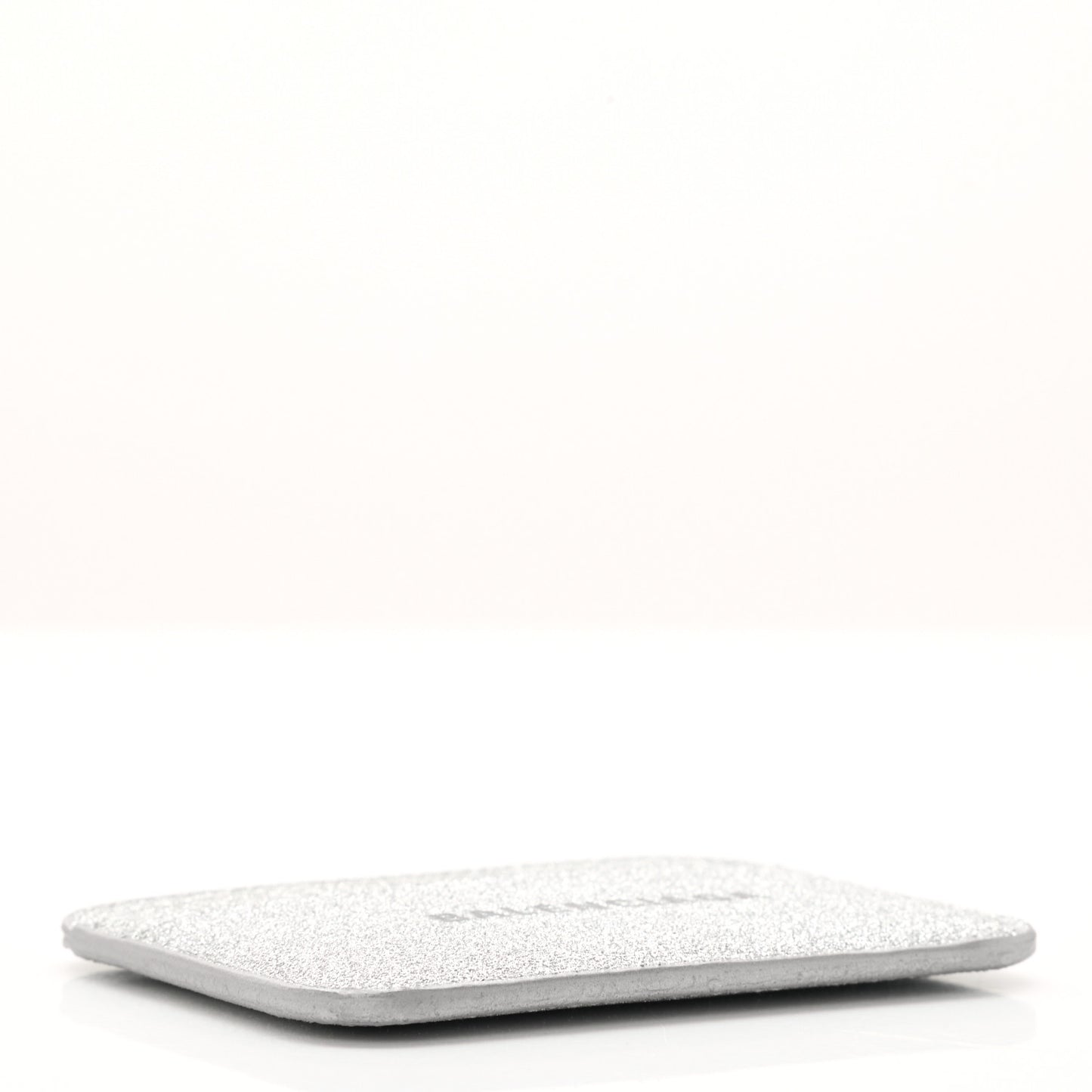 Glitter Calfskin Logo Cash Rounded Card Holder Silver Black