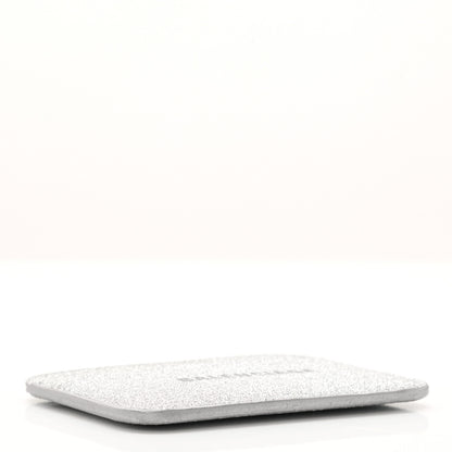Balenciaga Glitter Calfskin Logo Cash Rounded Card Holder Silver Black 4 of 7
