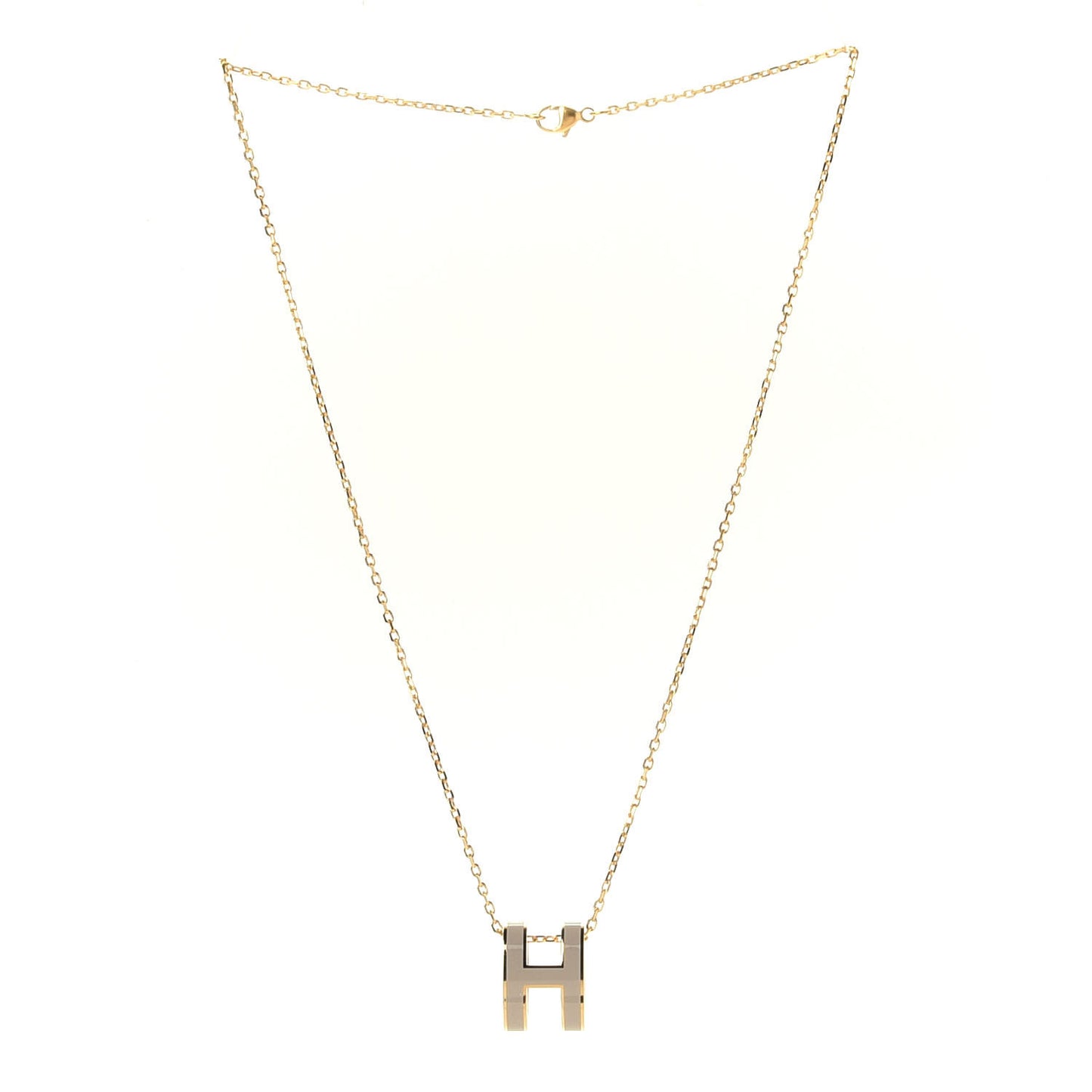 Lacquered Gold Pop H Pendant Necklace Marron Glace