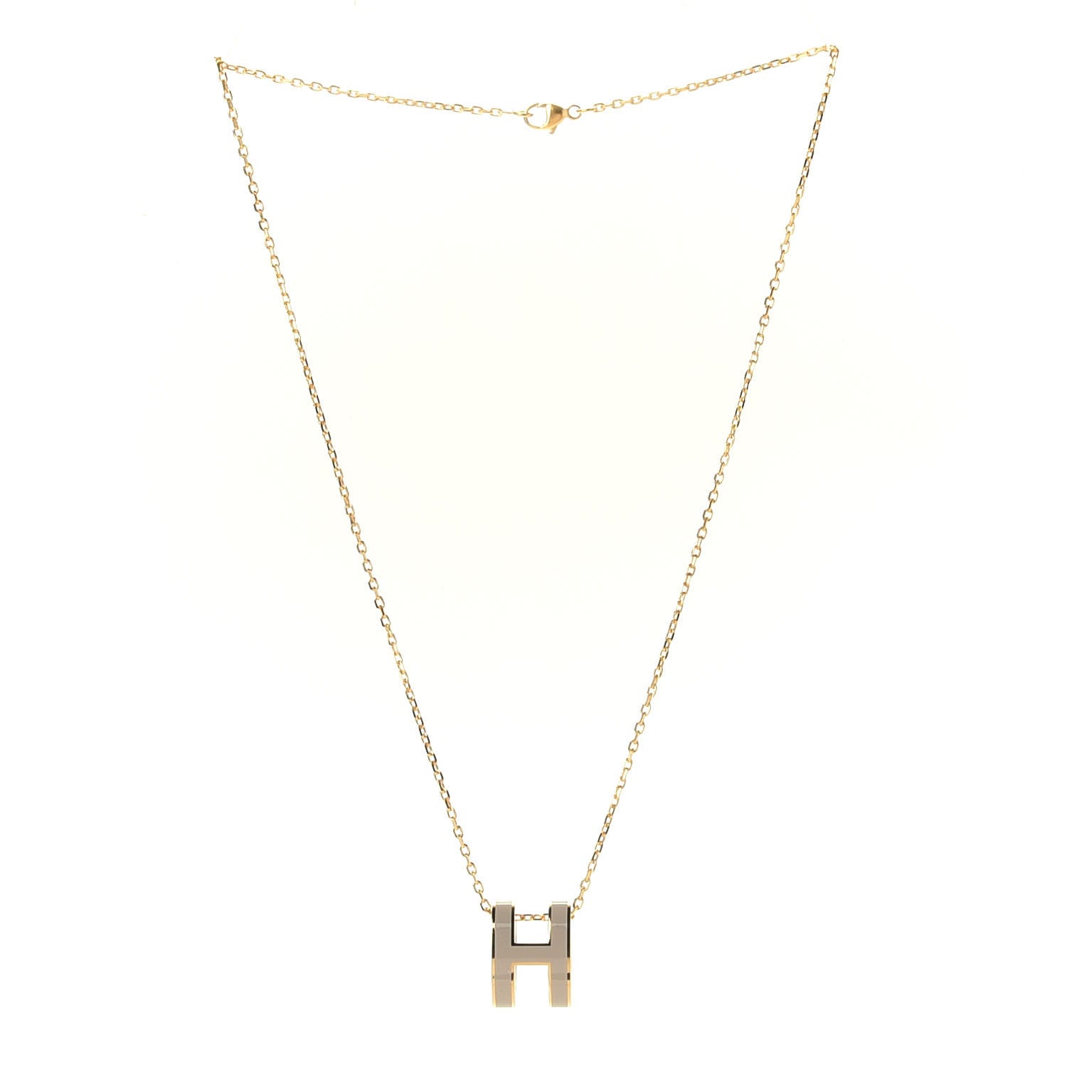 Hermes Lacquered Gold Pop H Pendant Necklace Marron Glace 3 of 11