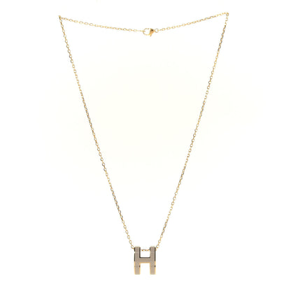 Hermes Lacquered Gold Pop H Pendant Necklace Marron Glace 3 of 11