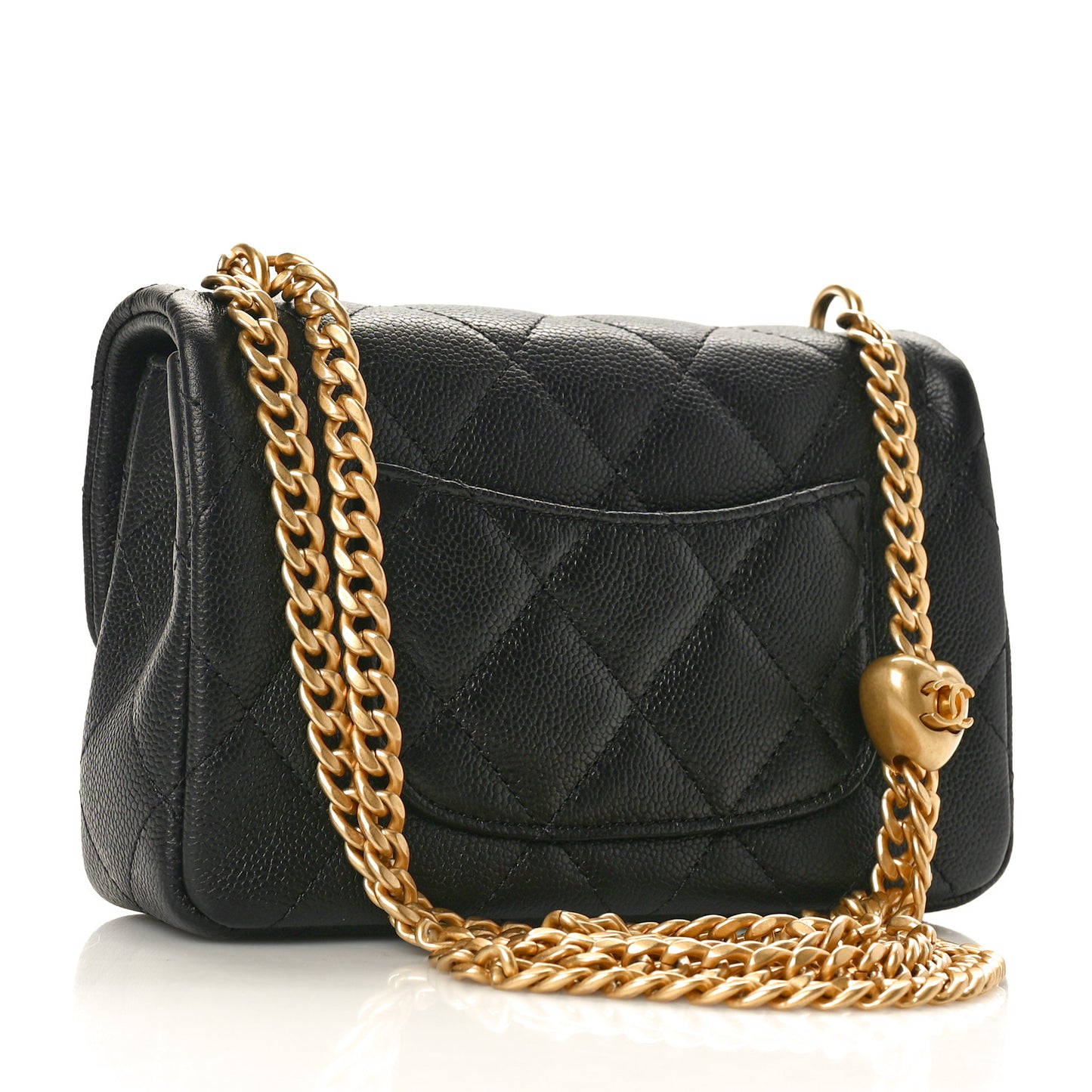 Caviar Quilted Mini Sweetheart Rectangular Flap Black
