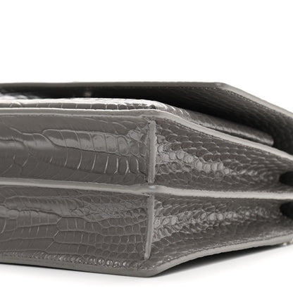 Saint Laurent Calfskin Crocodile Embossed Medium Monogram Sunset Fog 10 of 11