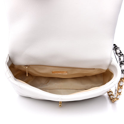 Chanel Goatskin Quilted Large 19 Flap White 3 of 9