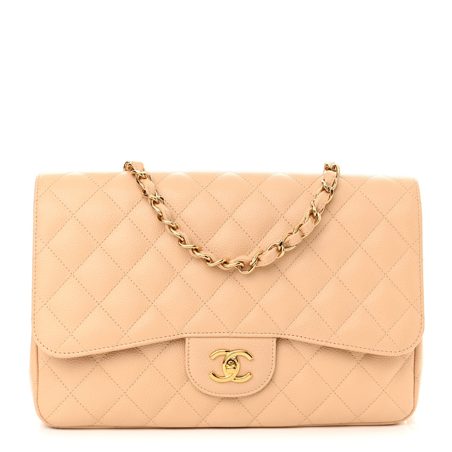 Chanel Caviar Quilted Jumbo Single Flap Beige 1 of 12