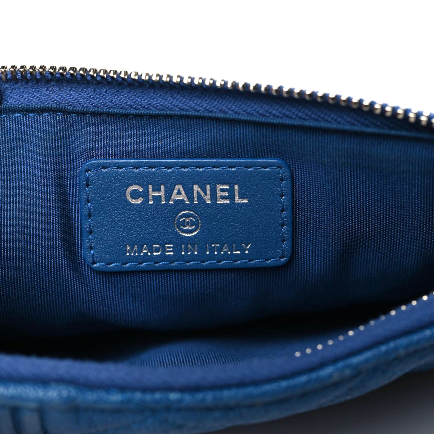 Caviar Quilted Boy Flat Wallet Pouch Blue