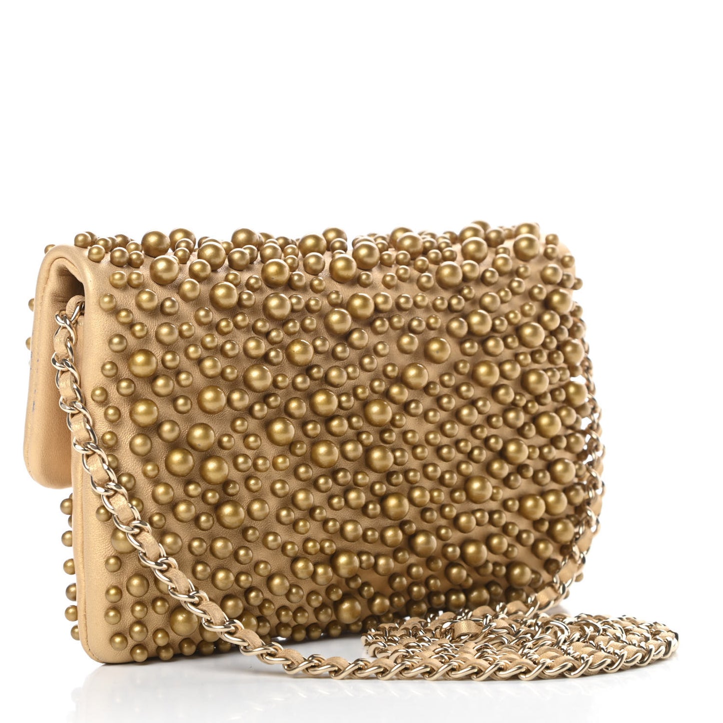 Lambskin Pearls Flap Gold