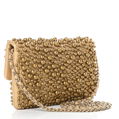 Chanel Lambskin Pearls Flap Gold 3 of 10