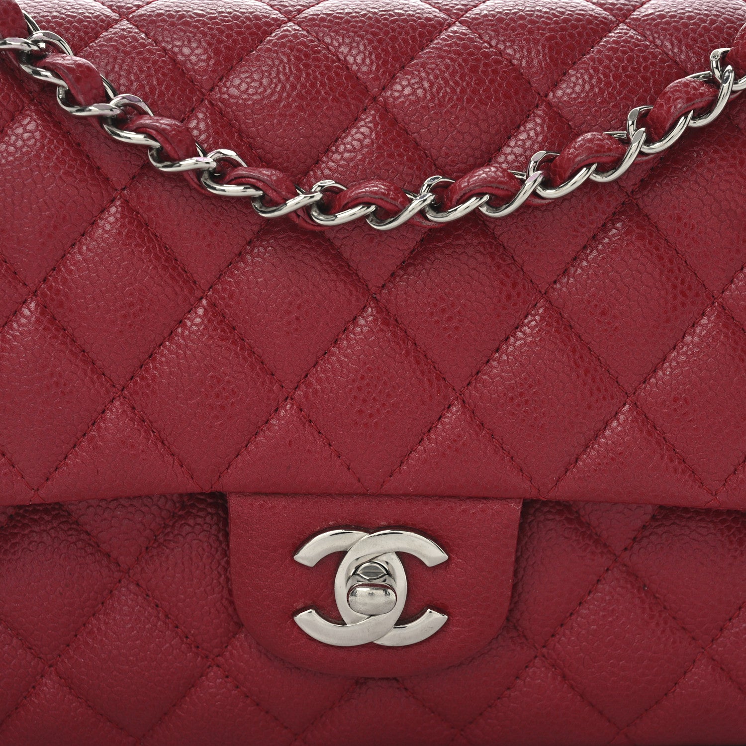 Chanel Caviar Quilted Medium Double Flap Red 8 of 10