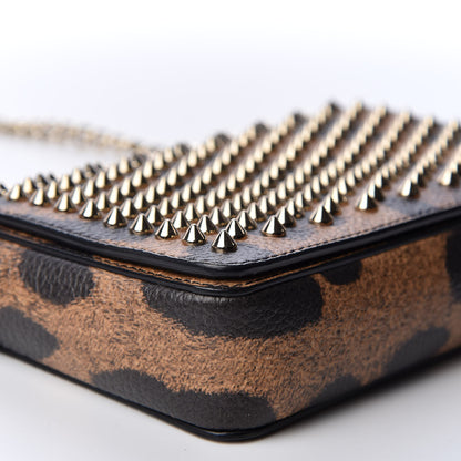 Christian Louboutin Calfskin Empire Leopard Spiked Zoompouch Crossbody Brown Gold 5 of 8