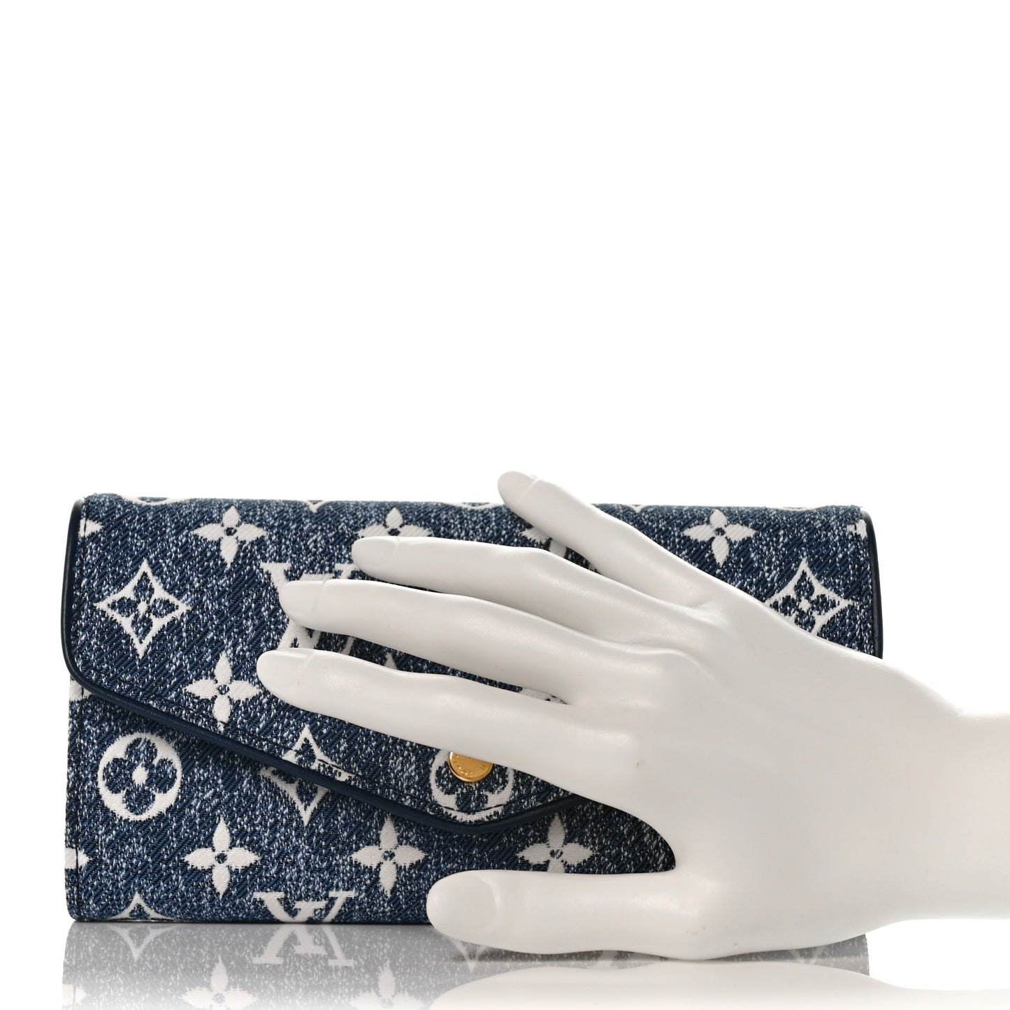 Monogram Jacquard Denim Sarah Wallet Bleu