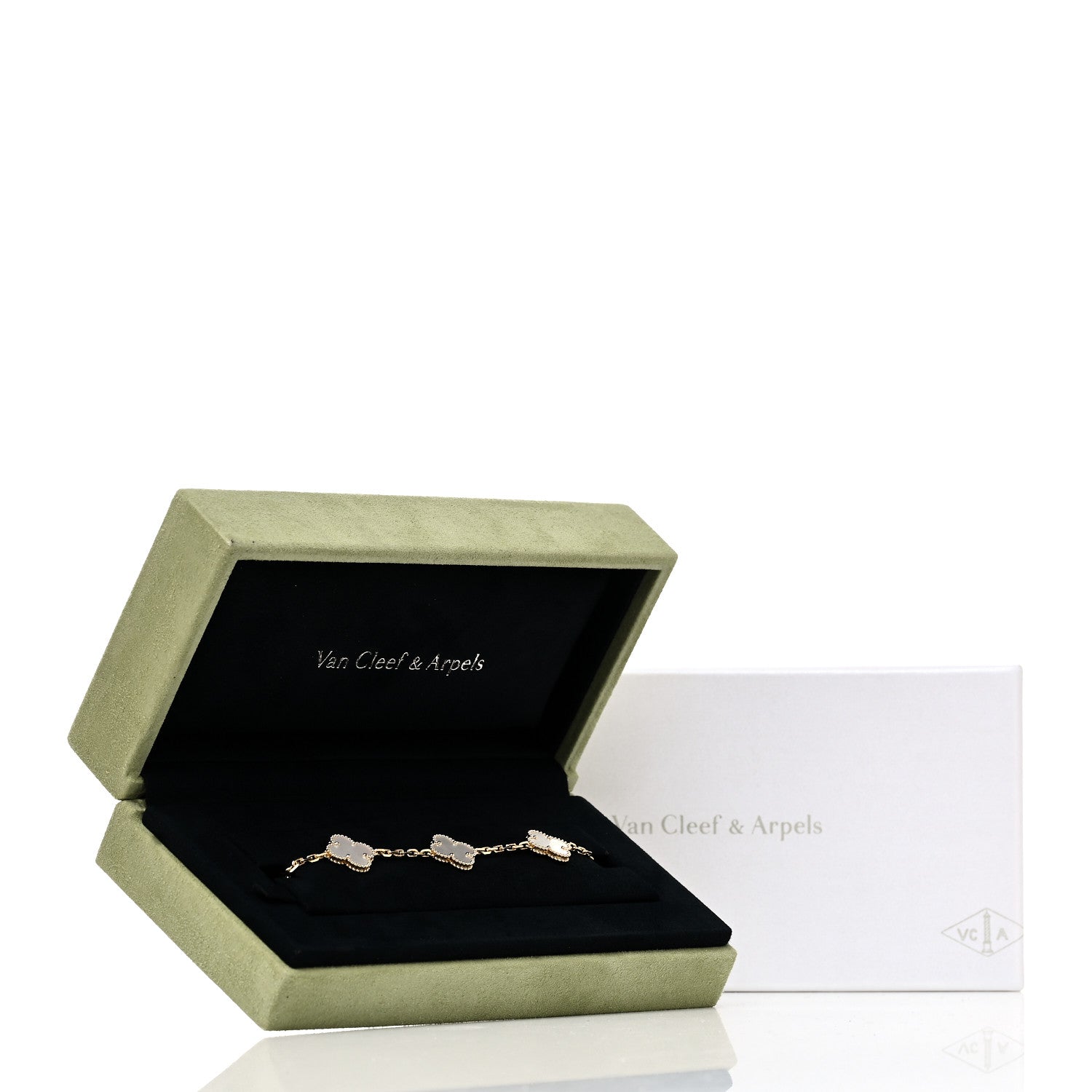Van Cleef & Arpels 18K Yellow Gold Mother of Pearl 5 Motifs Vintage Alhambra Bracelet 7 of 7
