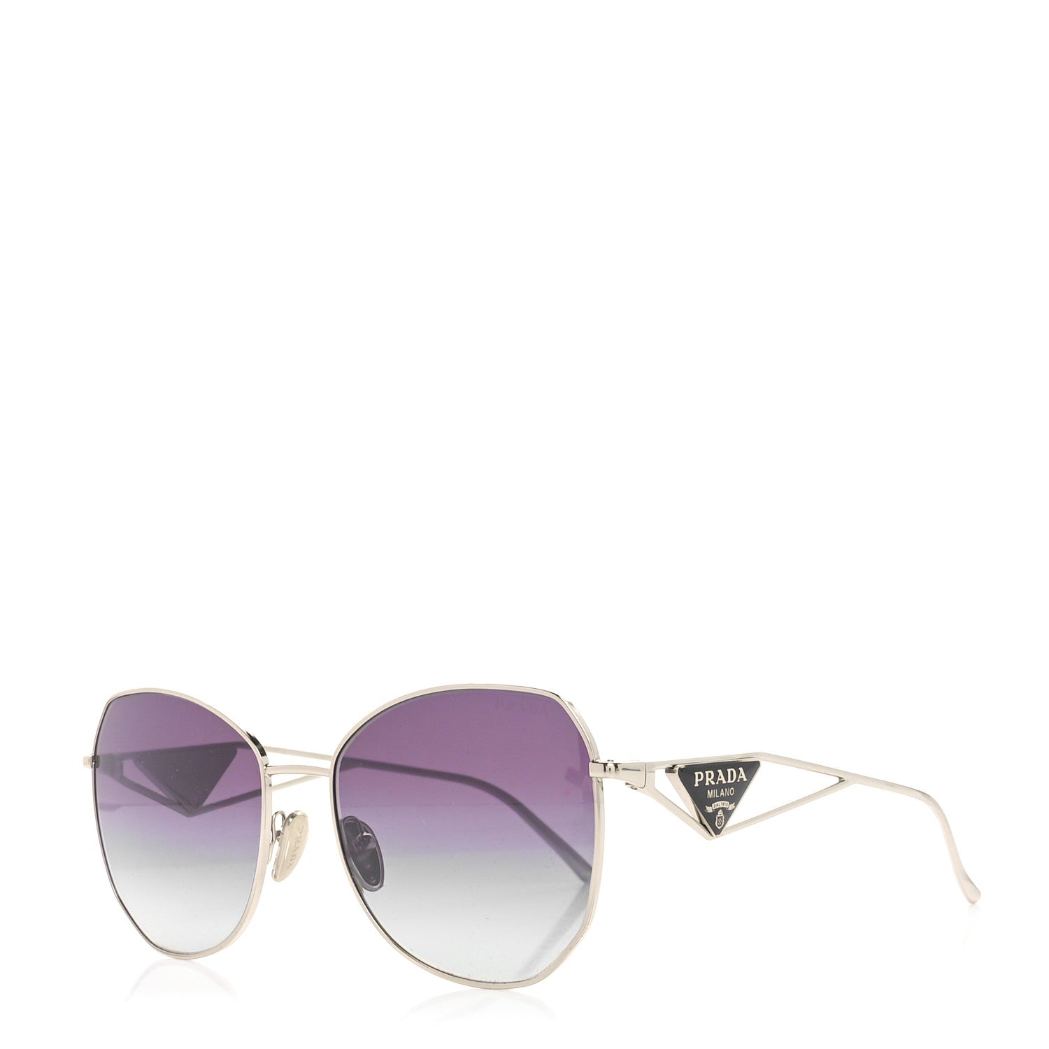 Prada Metal Symbole Triangle Logo Sunglasses SPR57Y Silver Black 1 of 8