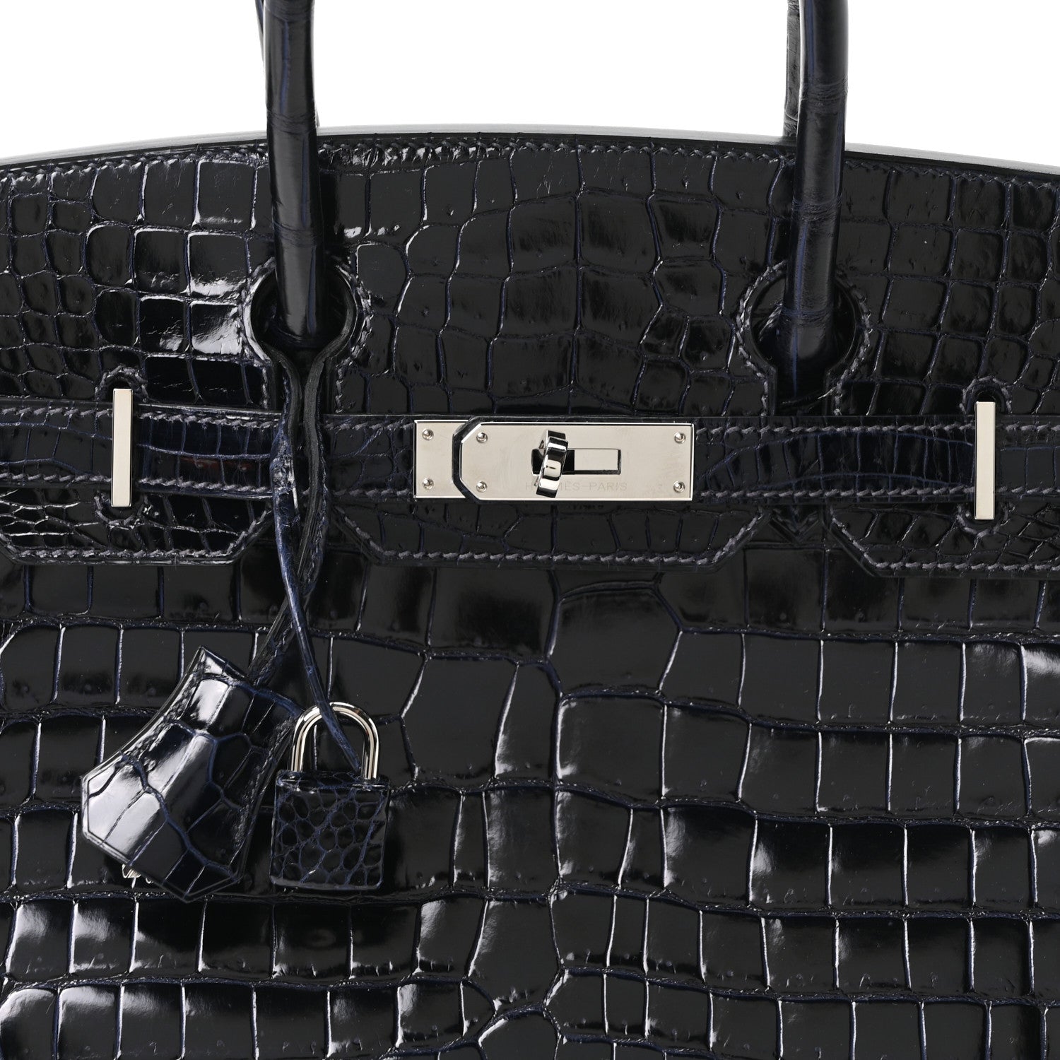 Hermes Shiny Porosus Crocodile Birkin 30 Bleu Marine 8 of 11