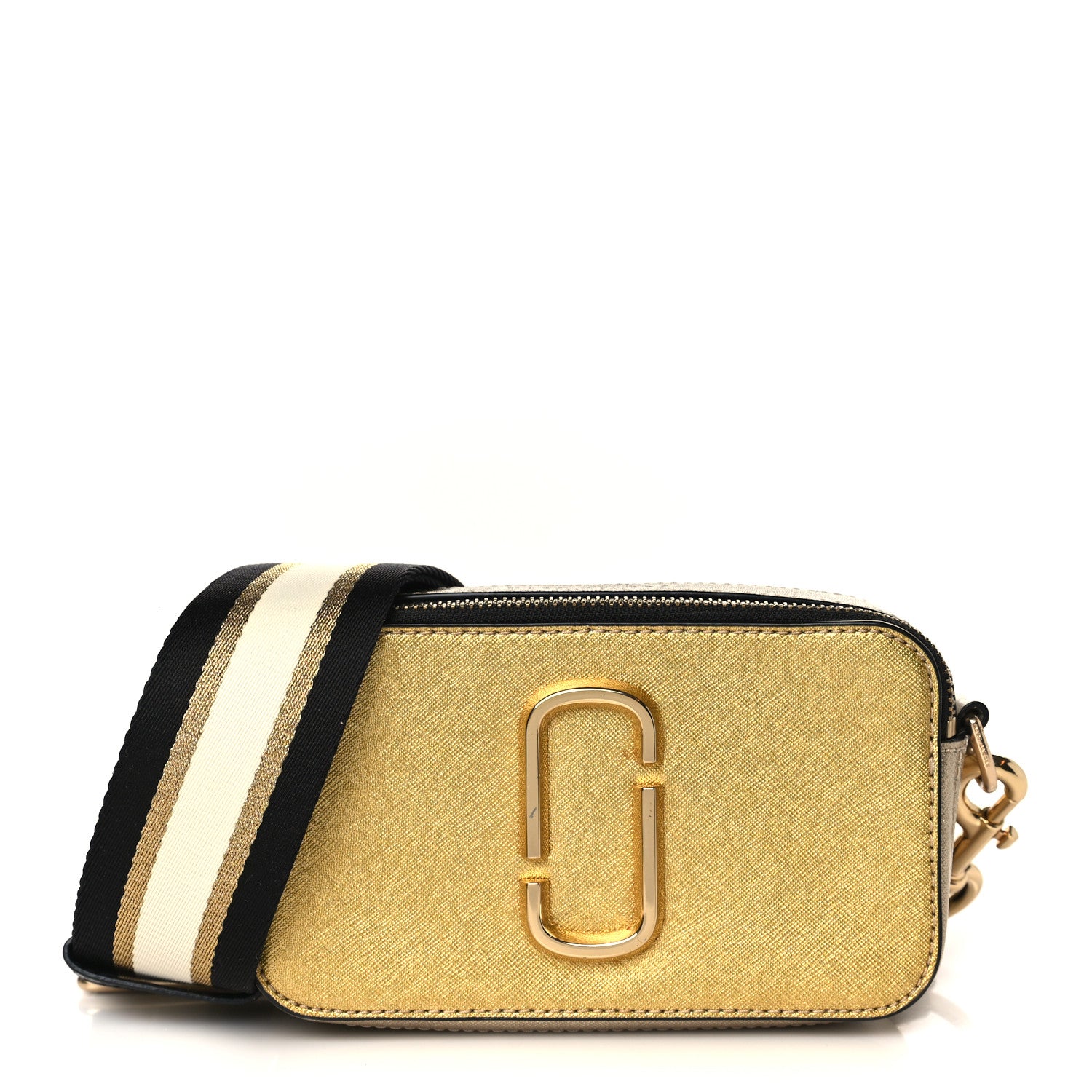 Marc Jacobs Metallic Saffiano Small Snapshot Camera Bag Silver Gold 1 of 10