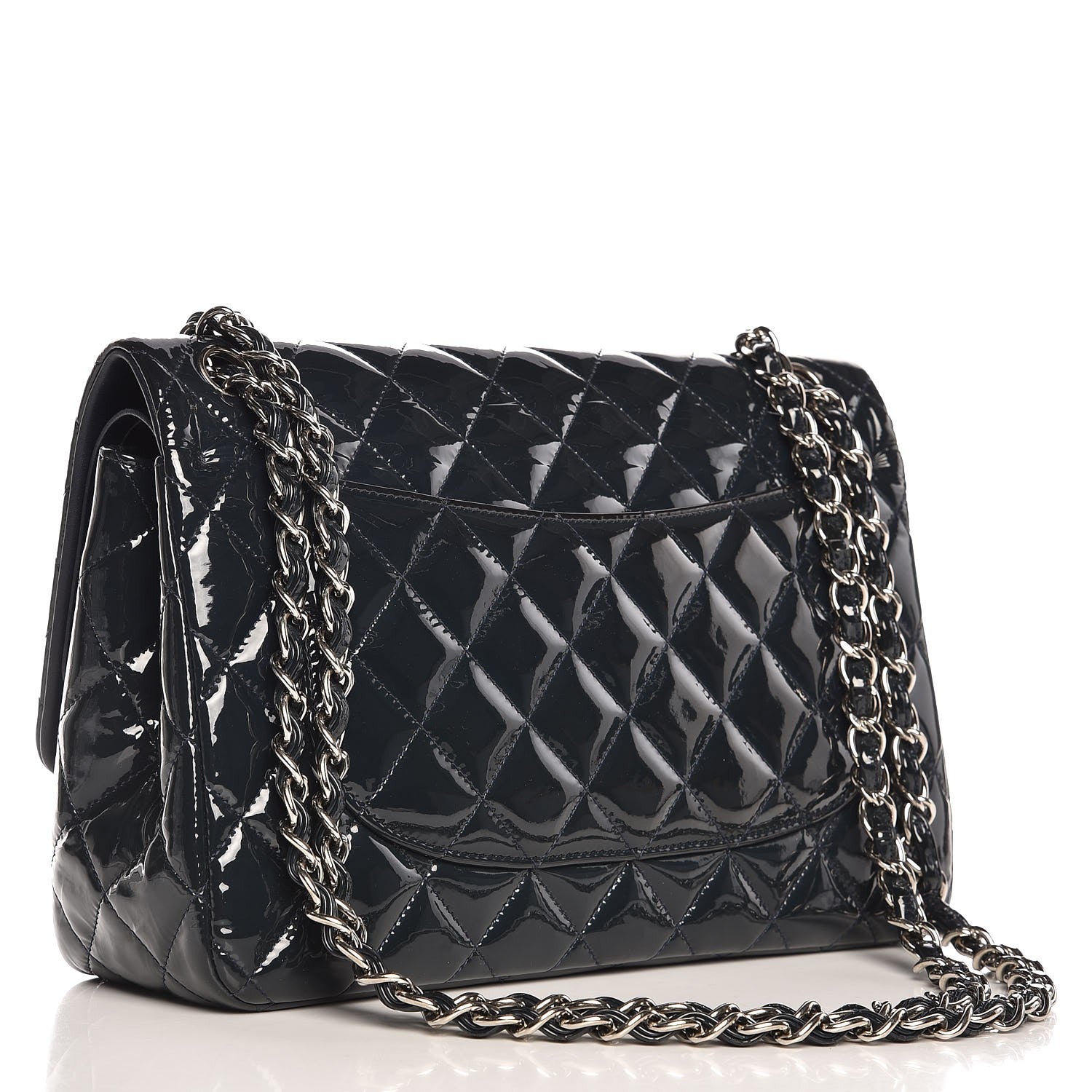 Chanel Patent Quilted Jumbo Double Flap Navy 4 of 11
