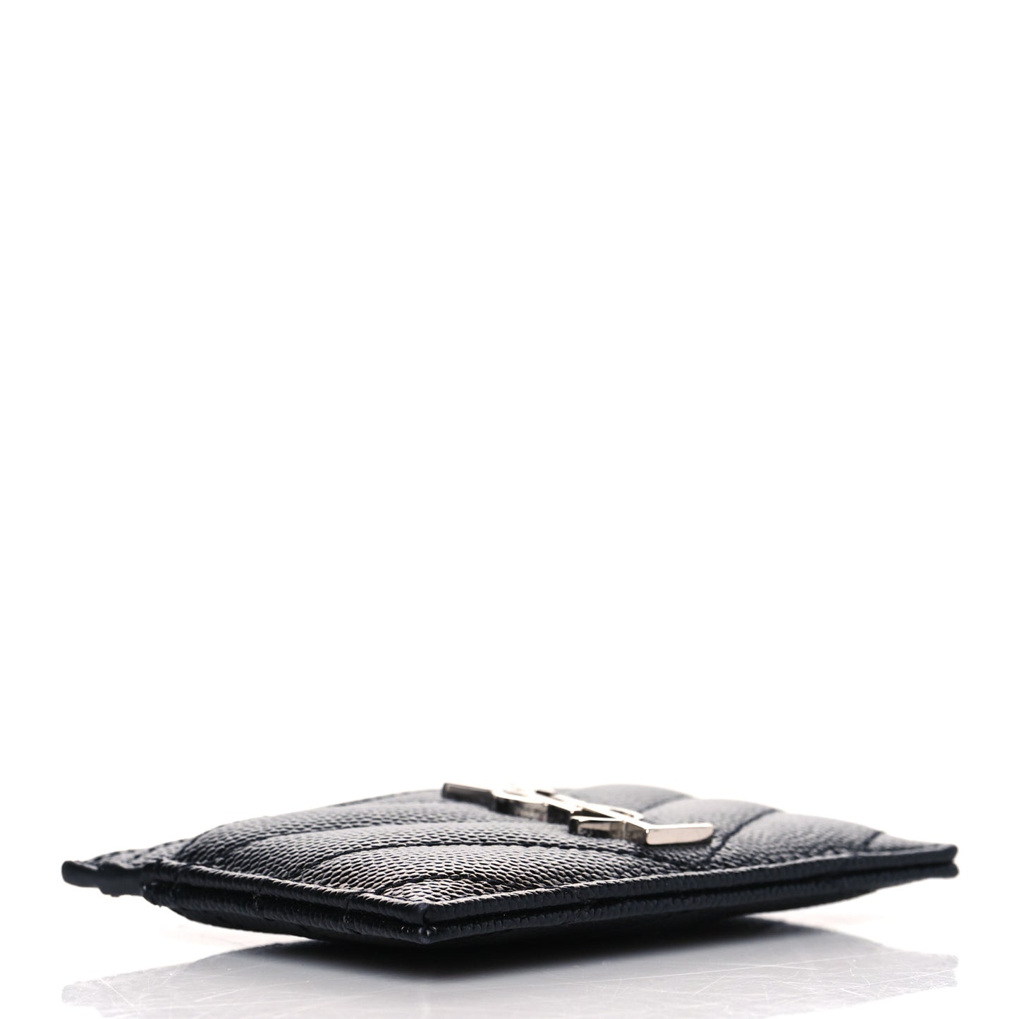 Grain De Poudre Matelasse Chevron Monogram Credit Card Case Black