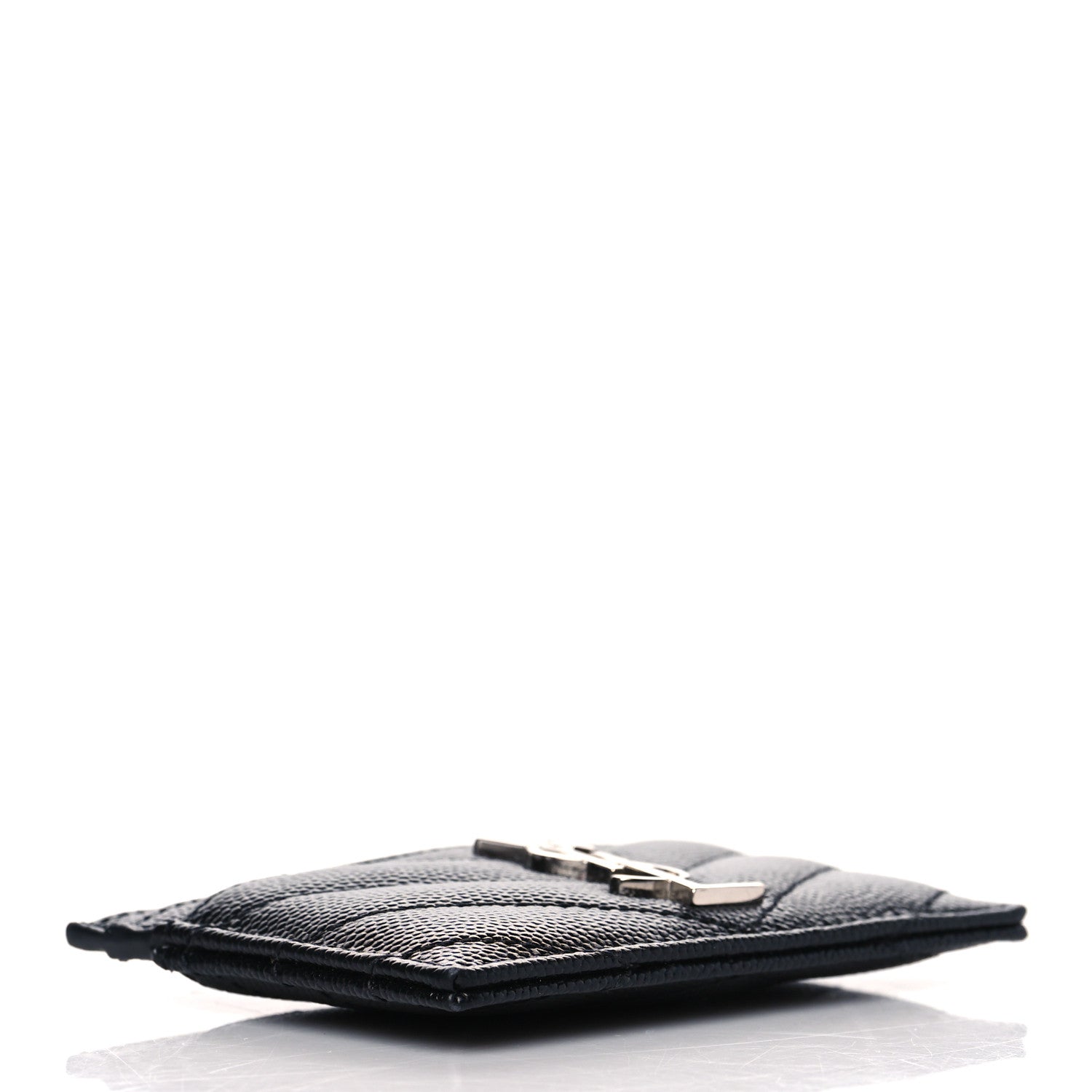Saint Laurent Grain De Poudre Matelasse Chevron Monogram Credit Card Case Black 3 of 9