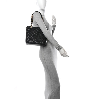 Chanel Caviar Quilted Petit Shopping Tote PST Black 2 of 10