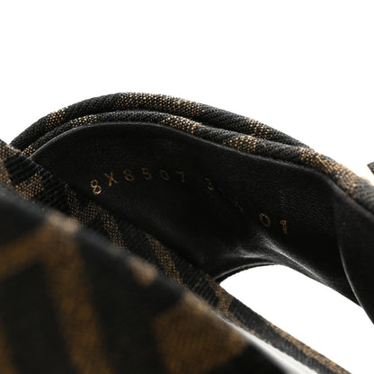 Fendi Fabric Jacquard FF 1974 Fendi Feel Slide Sandals 37.5 Tobacco Black 9 of 10