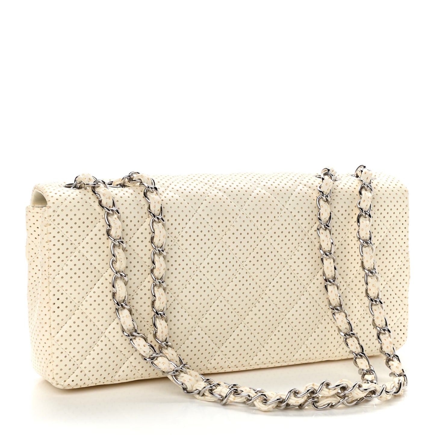 Lambskin Perforated East West Flap White